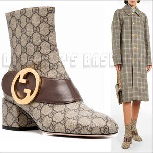 Gucci Beige and Brown Ankle Boots with Gold Accent